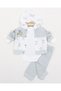 Baby Boy 3-Piece Seasonal Hooded Elephant Detailed Cute 3-Piece 0-3-6-9 Months Bodysuit Baby Set