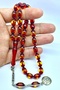Vermeil Amber Red Prayer Beads Size 7.8X12 mm Total Length 33 cm Preferred for Daily Use and as a Gift - 2