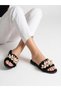 Maris Women's Black Special Design Summer Slippers with Shell Detail - 5