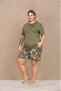 Short Sleeve Shorts Plus Size Women's Pajama Set - 2