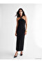 Nevavm Halter Neck Metal Appliqué Gathered Dress