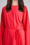 100% Cotton Round Neck Waist Tie Long Sleeve Red Tunic H3717Ax26Hs - 4