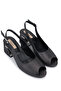 Women's Genuine Leather Black Heeled Shoes - 2
