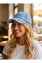 19066 Daisy Patterned Denim Blue Cap Hat - 2