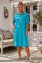 Turquoise Shirt Collar Long Sleeve Buttoned Hidden Pocket Embroidered Casual Cotton Woven Dress 116 60 - 7
