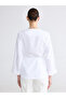 Gencc Quality Double-Breasted Collar Belted Women's 100% Linen Jacket - 5