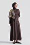 Belted Viscose Satin Dress Bitter Brown - 2