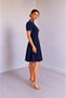 Women's Short Sleeve Collar Lace-Up and Ruffled Midi Crepe Dress - 2