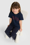 Girl's Crew Neck Navy Blue Basic T-Shirt 50325631-Vr033