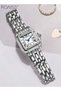 Womens Quartz Watch with Alloy Strap Small Square Roman Numerals Dial Waterproof Fashion Analog Wristwatch Gift for Ladies Silver - 3
