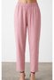 Women's Canvas Trousers with Elasticated Waistband Detail 71115 Pink - 3