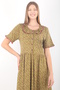 Women's Khaki Crisp Patterned Ruffle Collar Cotton Plus Size Casual Dress - 2