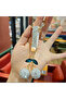 Bag Accessory and Keychain Silver Color with Stone and Cherry Figure Keyring - 2