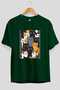 For the Love of Cats 27 Front Cat Printed Green Oversize T-Shirt 100% Cotton Unisex Cat Lover Premium Design