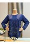 Women's Combed Cotton Blouse for Middle-Aged and Older Women with Floral and Stoned Hem