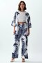 Women's Plus Size Kimono Wide-Leg Suit Tropical Patterned Viscose Shawl Collar Three-Quarter Sleeve Daily Casual - 4