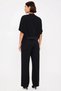 Women's Relaxed Fit Zippered Long Sleeve Scuba Crepe Pocketed Crew Neck Wide Leg Knitted Set Casual - 5