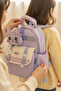 Bimboo 3-Compartment Cat Detailed Kindergarten Bag - Water Bottle Pocket and Comfortable Design - Lilac - 5