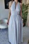 Women's Backless Maxi Dress with Draped Bust Summer Long Dress - 3