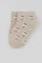 Girls' Booties Socks with Mushroom Pattern, 5-12 Years, Beige