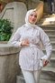 Women's Side Collar Detail Waist Belted Shirt Pink - 5