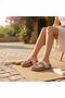 26Y217-4 Women's Stoned Cork Sole Flip Flops Premium Slippers - 6