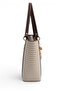 Sand Beige - Brown Plaid Line Square Women's Shoulder Bag Sp1176 - 3