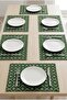 Green Floral American Service Set of 6 Stain-Resistant Rectangular Fabric Placemats 35X45 - 3