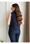 Women's V-Neck Denim Vest - 4