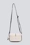 Women's Ecru Black Striped Mini Luxury Genuine Leather Flap Crossbody Shoulder Bag - 7
