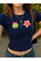 Women's Summer Enjoyment Printed Crew Neck Tight Crop Tshirt