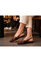 Women's Pointed Toe Cross-Strapped Gold Buckle Slingback Ballerinas