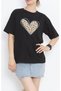February 14th valentine's day leopard print oversize crew neck t-shirt - black - 3
