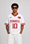 Men's White Turkey10 Printed Double Sleeve Oversize Cotton Knitwear T-Shirt
