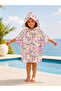 Small Floral Patterned Children's Poncho Towel Hooded Sea Beach Pool Poncho - 3