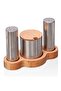 3 Piece Menanj Salt and Pepper Shaker Set with Wooden Stand Ik132 - 2