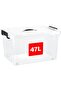 47 Liters Clear Plastic Storage Box with Locking Lid and Wheels Plastic Organizer Box with Handles 49X27.5X35Cm 1Pc