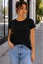 Set of 2 Women's Premium Cotton Basic T-Shirts Crew Neck Short Sleeve Loose Fit - 3
