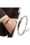 Adjustable Steel Chain Bracelet with Tiger's Eye Natural Stone - One Size