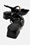 Stone-Embellished Heel-Covered Heeled Shoes Black Yanki̇ - 4