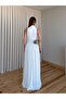 White Long Halter Neck Draped Dress - 8522 - 7