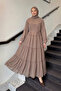 Chiffon Ruffle Dress 9886 - Mink - 3