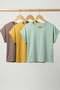 3 Pieces of Basic Crew Neck Women's T-Shirts with Folded Sleeves