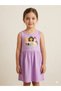 Girl's Princess Character Printed Sleeveless Purple Dress