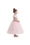 - Puff Sleeve Floral Embroidered Tulle Party Dress - Blush Pink - 3Y to 12Y - 2
