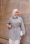 Women's Striped Waist Tie Shirt Gray - 3