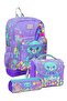 Girl's Purple Green Teddy Bear Patterned Triple Primary School School Bag Set Setygn33205A