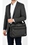Black Men's Laptop Briefcase Hand Shoulder Double Handle Office Business Bag - 6