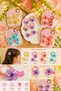 Girl's Sakura Flower Hair Clip and Rubber Band Set 6 Pieces Colorful Hair Accessory - 5