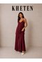 Gaia Aerobin Fabric Strap V-Neck Long Dress - 3
